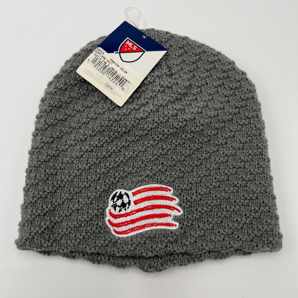MLS New England‎ Revolution Gray Textured Knit Beanie Hat OSFM NWT